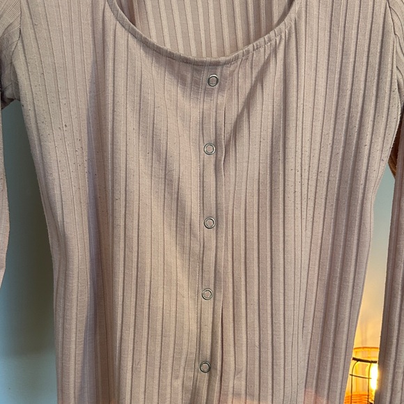 Pink Ribbed Button-Up Top - Picture 3 of 7